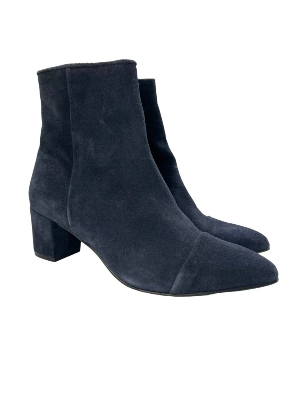 Ivylee Copenhagen Navy Blue Suede Ankle Boots With Block Heel Size 42 US Size 11